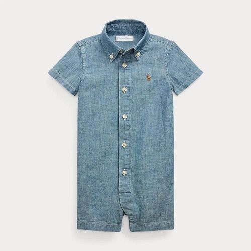 Combishort En Chambray De Coton Indigo