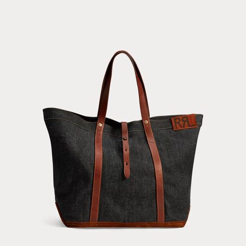 Cabas En Denim Bordé De Cuir
