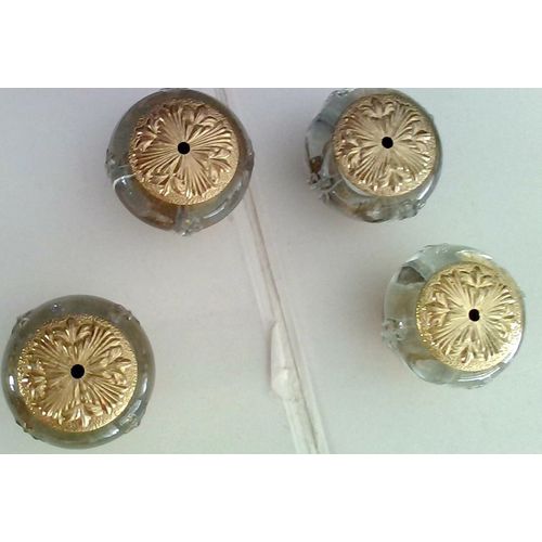 4 croisillons pour robinet EN VERRE TRANSLUCIDE ET LAITON DORE