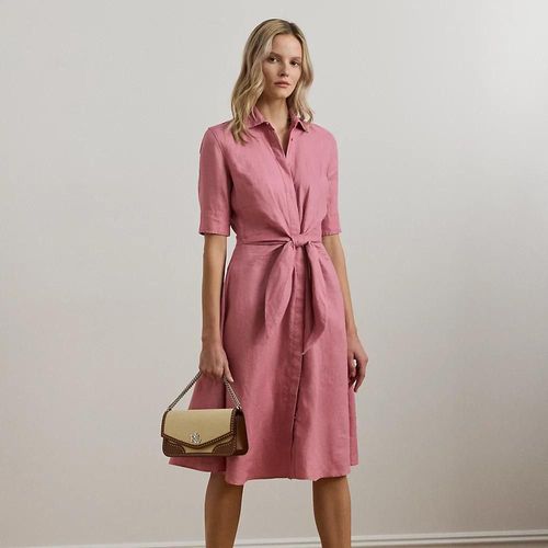 Robe-Chemise À Plastron Lacé En Lin