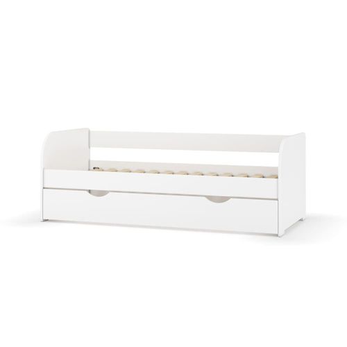 Pack Lit Banquette Gigogne Avec Matelas Bois Massif Blanc 80x190 Cm