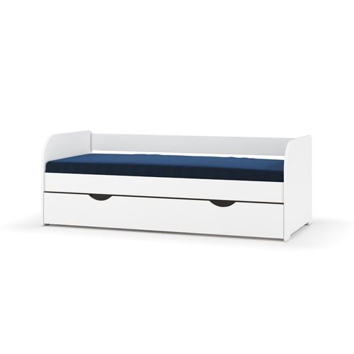 Lit Banquette Gigogne Bois Massif Blanc 80x190 Cm