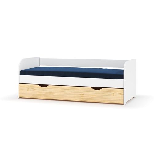 Lit Banquette Gigogne Blanc Et Bois 80x190 Cm
