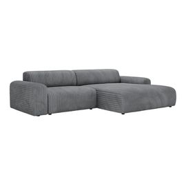 Canapé D'angle 5 Places En Velours Anthracite