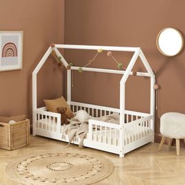 Lit Cabane Enfant En Bois 70x140cm - Blanc