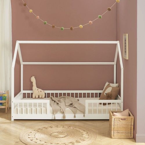 Lit Cabane En Bois 90x190cm - Blanc