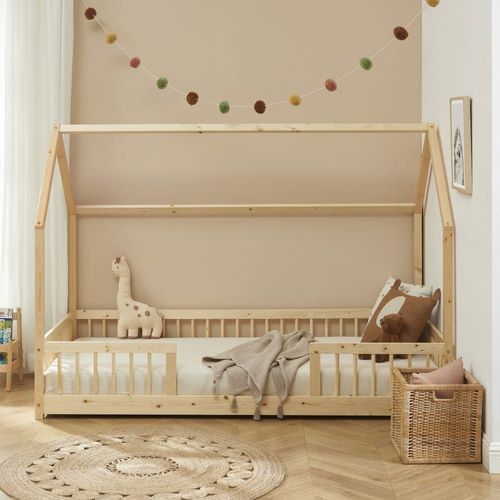Lit Cabane Enfant En Bois 90x190cm - Bois Clair