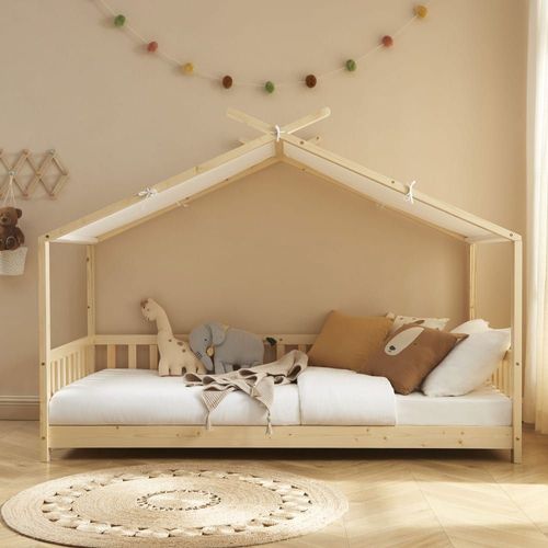 Lit Cabane Enfant En Bois 90x190cm - Bois Clair