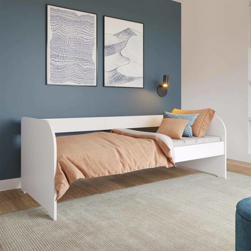 Lit Banquette Avec Matelas Bois Massif Blanc 80x190 Cm