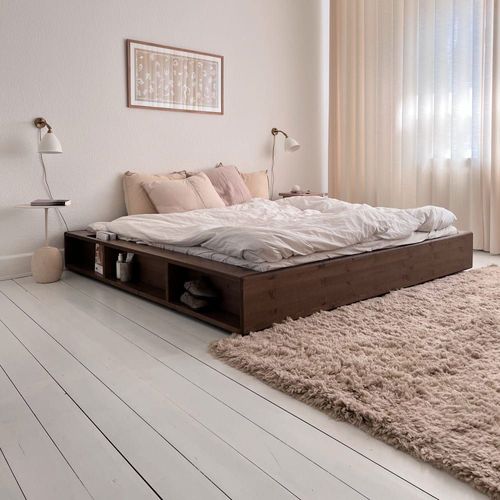 Lit En Bois 160x200cm - Bois Foncé