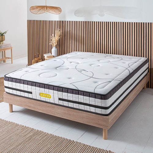 Ensemble matelas à Ressorts ensachés et sommier en kit bois 90x200