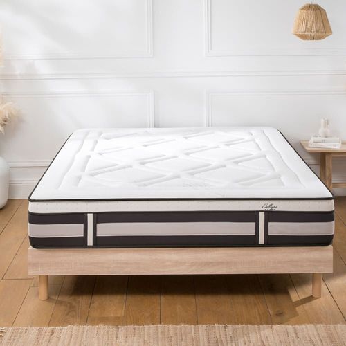 Ensemble matelas mémoire de forme h28cm et sommier en kit bois 160x200