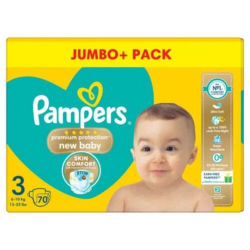 Pampers Premium Protection New Baby Size 3, 70 Nappies, 6kg-10kg