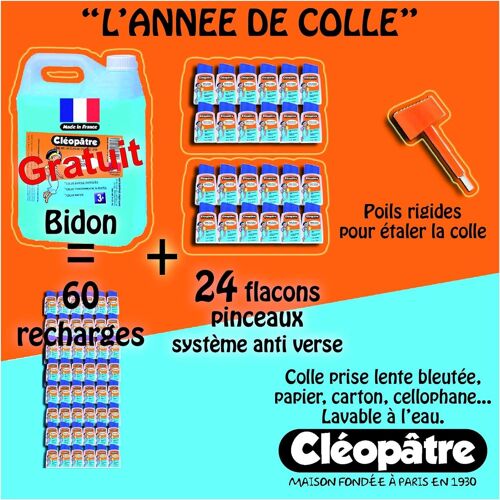 Cléopâtre Schoolpack : 24 Flacons Pinceaux 80ml + Bidon De 5kg