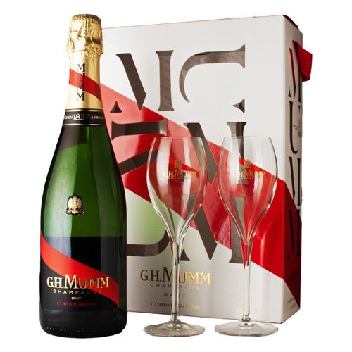 Champagne Mumm Cordon Rouge 75cl Brut - Coffret 2 Fluttes
