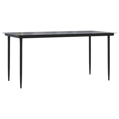Vidaxl Table À Dîner De Jardin Noir 160x80x74 Cm Acier Et Verre Trempé