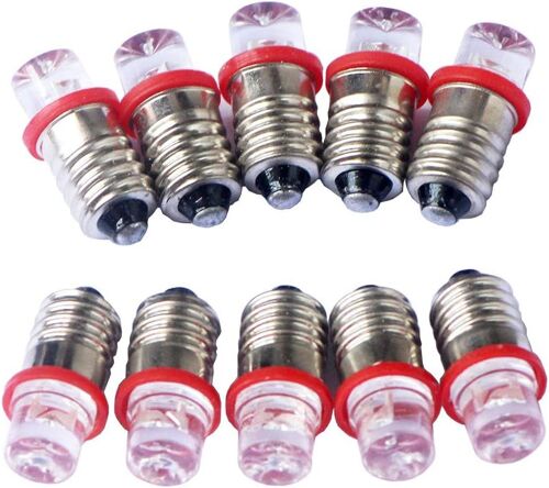 Kalanka-Dc Lot De 10 Ampoules Led E10 3 V Rouge + 10 Ampoules E10 (3 V, Rouge)