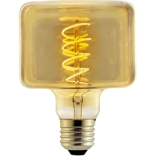 KAL-Ampoule Led Décorative Forme Cube Avec Fil De Lumière Interne En Spirale, Ambrée, E27, Flux Lumineux 240 Lm, 220-240V, Lumière Chaude 1800K, 4W, 95X128 Mm, Dimmable