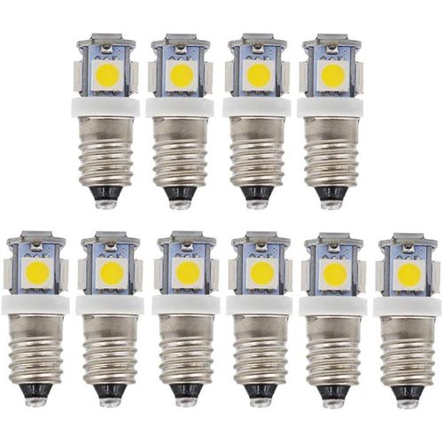 10pcs E10 6v Blanc Froid Ampoules Led 5smd 0,5 W 50lm Les Lamp