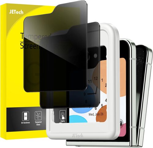 Protection D'écran Avant Anti-Espion pour Samsung Galaxy Z Flip 5. Film en Verre Trempé avec Outil d'Installation Facile. Compatible Coque. Lot de 2