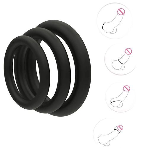 Anneau Pénien Anneaux De Pénis En Silicone Durables Hommes Retard D'éjaculation Jouets Sexuels En Caoutchouc Anneaux Pour Homme 3 Pièces/Ensemble Blue