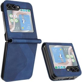 Kal-Coque Pour Samsung Galaxy Z Flip 6, Housse En Cuir Samsung Galaxy Z Flip 6, Cuir Portefeuille Housse Avec Magnétique Flip Étui À Rabat Case Etui Samsung Z Flip 6 (Bleu)