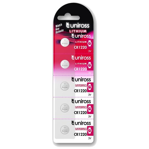 UNIROSS Pack de 5 Piles Lithium CR1220, 3V