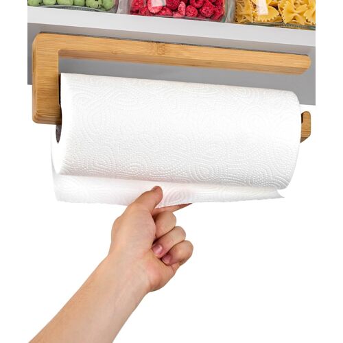 Kalanka-Porte Sopalin Adhésif En Bois De Bambou Fsc® - Gain De Place - Fixation Ferme - Montage Rapide Sans Perçage - Pour Tous Types De Papier De Cuisine