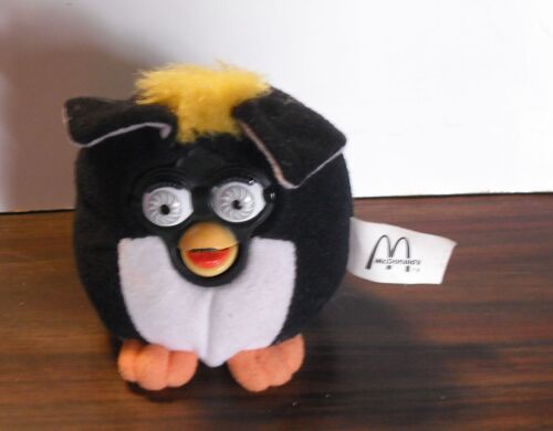 Furby " Peluche Noire Meche Jaune" By Mc Do , Mc Donald 2001