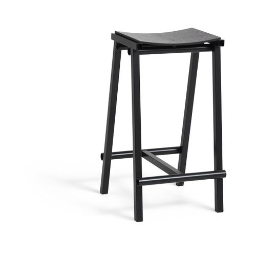 Tabouret De Bar En Bois De Chêne Noir Et Acier Noir 65cm Tabourete 8 - Hay