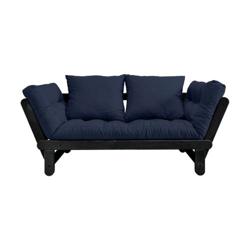 Canapé En Bois Noir Convertible 2 Places Bleu Marine Beat - Karup Design