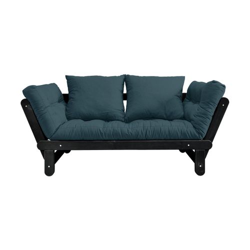 Canapé En Bois Noir Convertible 2 Places Bleu Petrol Beat - Karup Design