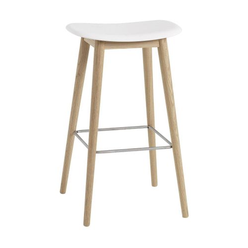 Tabouret De Bar 75 Cm Blanc Piétement En Chêne Naturel Fiber - Muuto