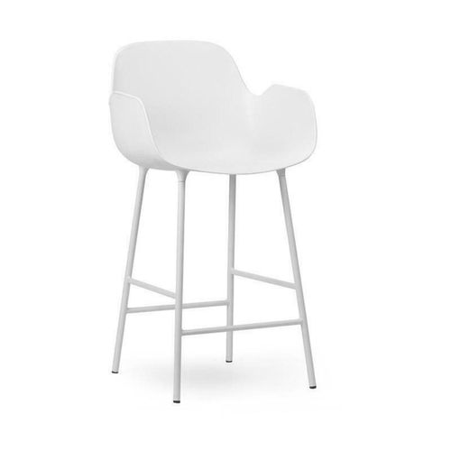 Chaise De Bar Avec Accoudoirs En Acier Et Pp Blanc 75 Cm Form - Normann Copenhagen