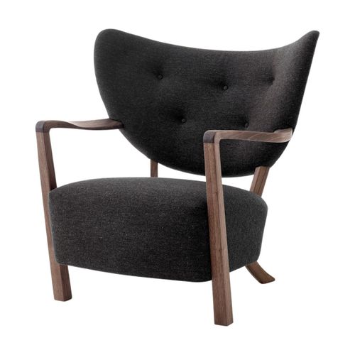 Fauteuil Lounge En Noyer Huilé Et Laine Gris Foncé 85 X 85 X 84 Cm Wulff Atd2 - &trad