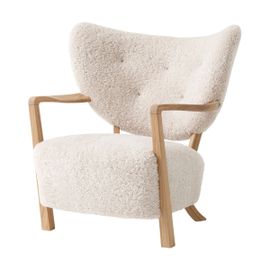 Fauteuil Lounge En Chêne Huilé Et Bouclé Blanc Cassé 85 X 85 X 84 Cm Wulff Atd2 - &tr