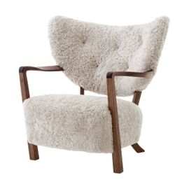 Fauteuil Lounge En Noyer Huilé Et Bouclé Blanc Cassé 85 X 85 X 84 Cm Wulff Atd2 - &tr