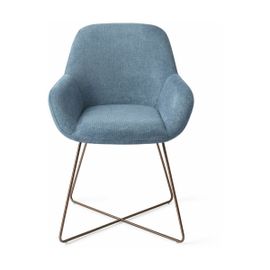 Chaise De Salle À Manger Bleue Ocean Eyes Avec Pieds Croisés Métal Rose Kushi - Jespe