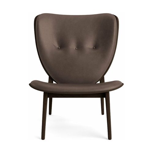 Fauteuil Lounge En Chêne Fumé Avec Rembourrage En Cuir Marron Foncé Elephant - Norr11
