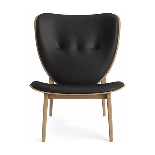 Fauteuil Lounge En Chêne Naturel Avec Rembourrage En Cuir Anthracite Elephant - Norr1