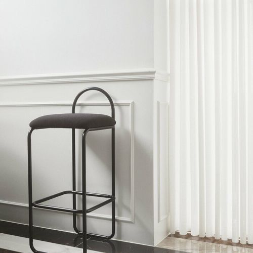 Chaise De Bar En Bouclé Gris Anthracite 37 X 39 X 82 Cm Angui - Aytm