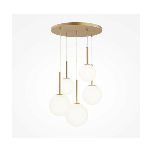 Suspension À 5 Globes En Verre Et Métal Doré 180 Cm Basic Form - Maytoni