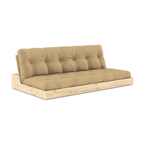 Canapé Convertible En Pin Naturel Laqué Et Matelas Wheat Beige 196x110x72 Cm Base - K