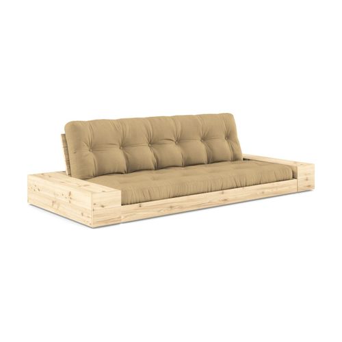 Canapé Convertible Avec Rangement En Pin Et Matelas Wheat Beige 244x110x72 Cm Base -