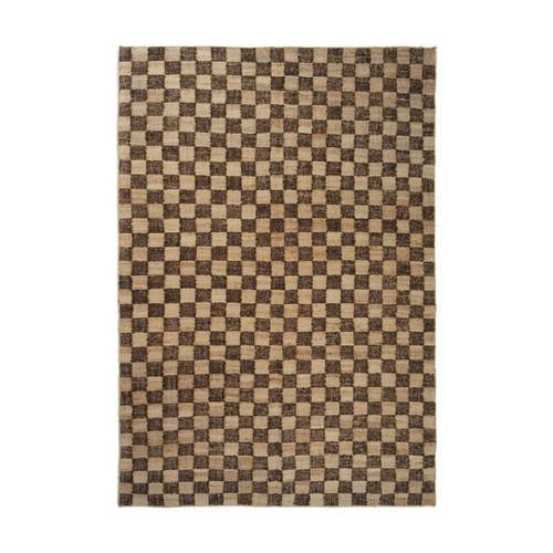 Tapis Rectangulaire À Carreaux En Jute Café 140x200cm Check - Ferm Living