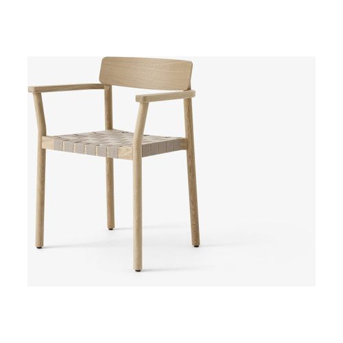 Chaise Avec Accoudoirs En Chêne Massif Laqué Avec Assise En Lin 61x78 Cm Betty Tk9 -