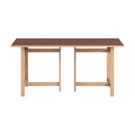 Table À Manger Rectangulaire En Bois De Chêne Naturel Et Linoleum Bordeaux 160x90cm -
