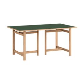 Table À Manger Rectangulaire En Bois De Chêne Naturel Et Linoleum Vert Forêt 160x90cm