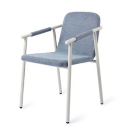 Chaise Avec Accoudoirs En Tissus Blue Bird Et Acier Blanc Kochi - Jesper Home