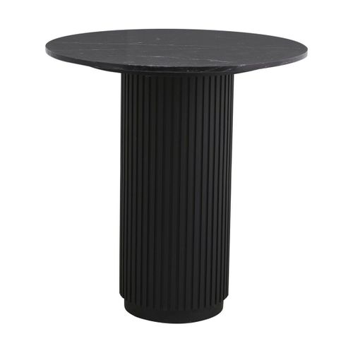 Table À Manger Haute Ronde En Bois De Manguier Et Marbre Noir 70x75cm Erie - Nordal